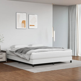 Bed Frame White Faux Leather King Durable Bed Frame