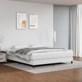 Bed Frame White Faux leather, Plywood, Engineered wood