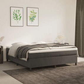 Bed Frame Dark Grey Velvet (100% polyester), plywood, e...