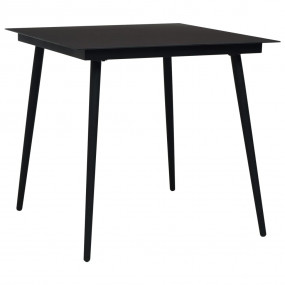 Dining Table Black Glass, Powder-coated Steel 31.5 in D...