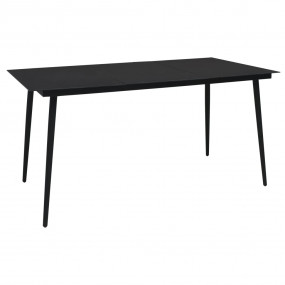 Dining Table Black Glass 59 x 31.5 in Durable Dining Ta...