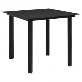 Dining Table Black Glass, powder-coated steel 31.5 x 31...
