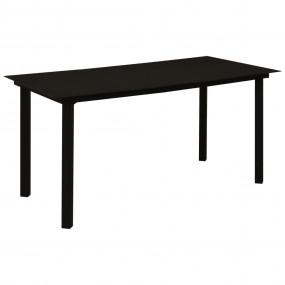 Dining Table Black Glass, Powder-Coated Steel 59 in Dur...