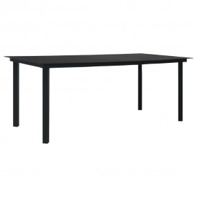 Dining Table Black Steel, Glass 74.8 x 35.4 x 29.1 in D...