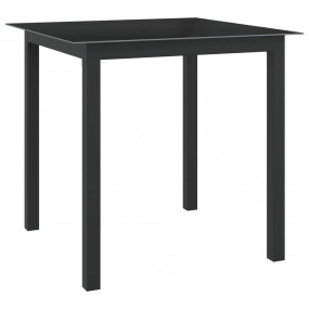 Garden Table Black Aluminum, Glass Compact Durable Gard...