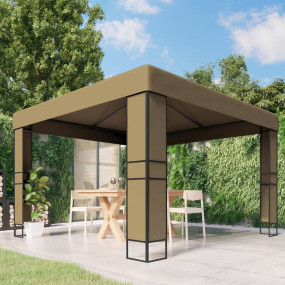 Gazebo Taupe Polyester with PA coating 9.8 x 9.8 x 8.9 ...