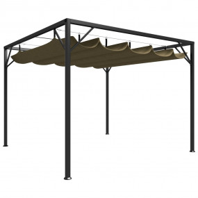 Garden Gazebo Taupe Powder-coated steel 10x10 ft Retrac...