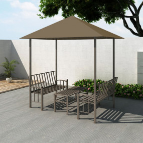 Garden Pavilion Taupe Fabric canopy, Steel 0.8x4.9x7.9f...