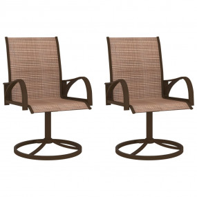 Garden Chair Set of 2 Brown Textilene, Powder-Coated St...