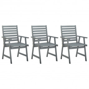 Outdoor Chair Set of 3 Gray Solid Acacia Wood Standard ...