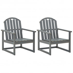 Garden Chair Set of 2 Grey Solid acacia wood