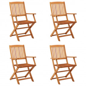 Garden Chair Set of 4 Natural wood color Solid eucalypt...