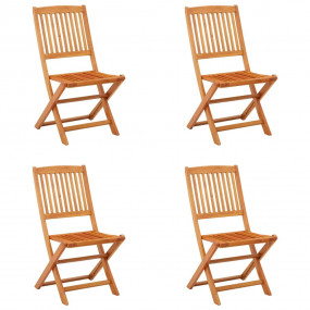 Garden Chair Set of 4 Natural Wood Solid eucalyptus woo...