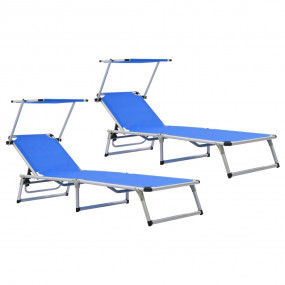 Sun Lounger Blue Aluminum, Textilene Standard Foldable