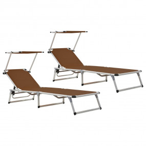 Sun Lounger Brown Aluminum Standard Adjustable Armrests