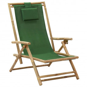 Relaxing Chair Green Bamboo, fabric (100% polyester) St...