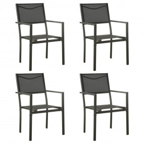 Garden Chair Set of 4 Black and Anthracite