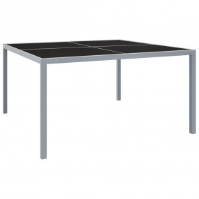 Garden Table Grey Powder-coated steel, tempered glass
