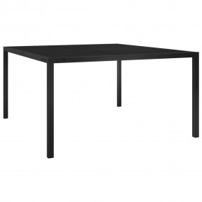 Garden Table Black Powder-coated steel, tempered glass