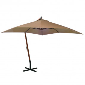 Hanging Garden Parasol Taupe Solid fir wood, bamboo, po...