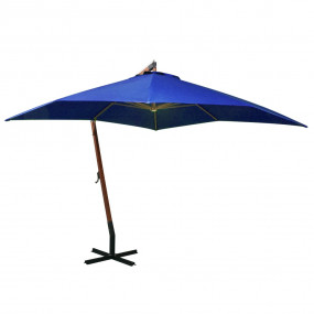 Hanging Garden Parasol Azure Blue Polyester, Fir Wood, ...