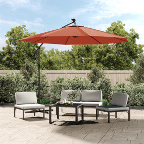 Cantilever Garden Parasol Terracotta Polyester, Steel L...