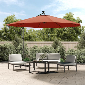 Cantilever Garden Parasol Terracotta Polyester Large Ti...
