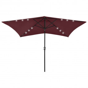 Garden Parasol Bordeaux Red Polyester, Powder-Coated St...