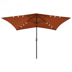 Garden Parasol Terracotta Polyester, Powder-Coated Stee...