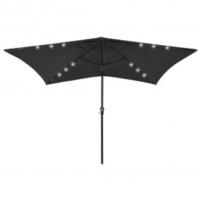 Garden Parasol Black Polyester 6.6 x 9.8 ft Foldable