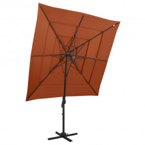 Garden Parasol Terracotta Polyester, Powder-Coated Alum...