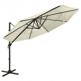 Garden Parasol Sand Polyester, Powder-Coated Aluminum L...