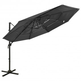 Garden Parasol Anthracite Polyester, Powder-Coated Alum...