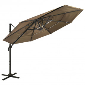 Garden Parasol Taupe Polyester, Powder-Coated Aluminum ...
