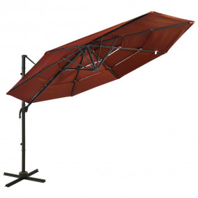 Garden Parasol Terracotta Polyester, Powder-Coated Alum...