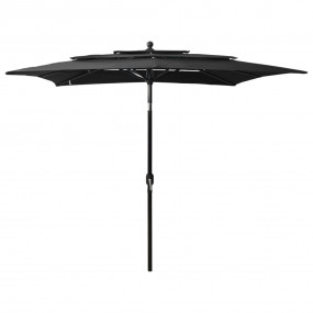 Parasol Black Polyester 8.2 feet Foldable Garden Paraso...