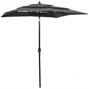 Parasol Anthracite Polyester 6.6 x 6.6 ft Foldable