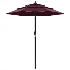 Parasol Bordeaux Red Polyester, Powder-Coated Aluminum
