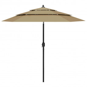 Parasol Taupe Polyester 8.2 feet Foldable Garden Paraso...