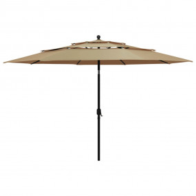 Parasol Taupe Polyester, Powder-Coated Aluminum 3.5 m C...