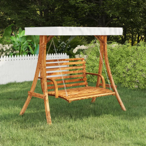 Swing Frame Teak finish and cream roof Strong bent wood...