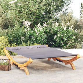 Patio Lounge Bed Anthracite Solid Bent Wood, 100% Polye...