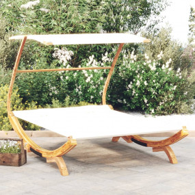 Outdoor Lounge Bed Cream Solid bent wood, polyester 65 ...