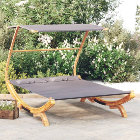 Outdoor Lounge Bed Anthracite Solid bent wood, Polyeste...
