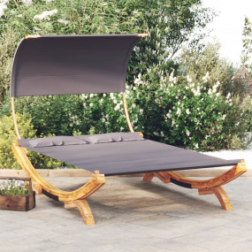 Outdoor Lounge Bed Anthracite Solid bent wood and polye...