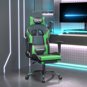 Gaming Chair Black and Green Faux leather, metal, plywo...