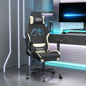 Gaming Chair Black and Cream Fabric (100% polyester), m...