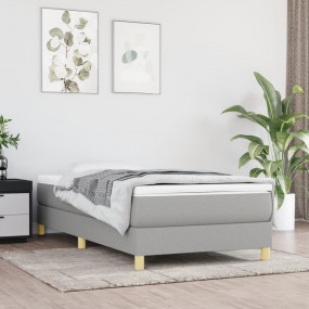 Box Spring Bed Light Gray