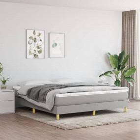 Box Spring Bed with Mattress Light Gray Polyester Calif...