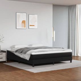 Box Spring Bed with Mattress Black and White